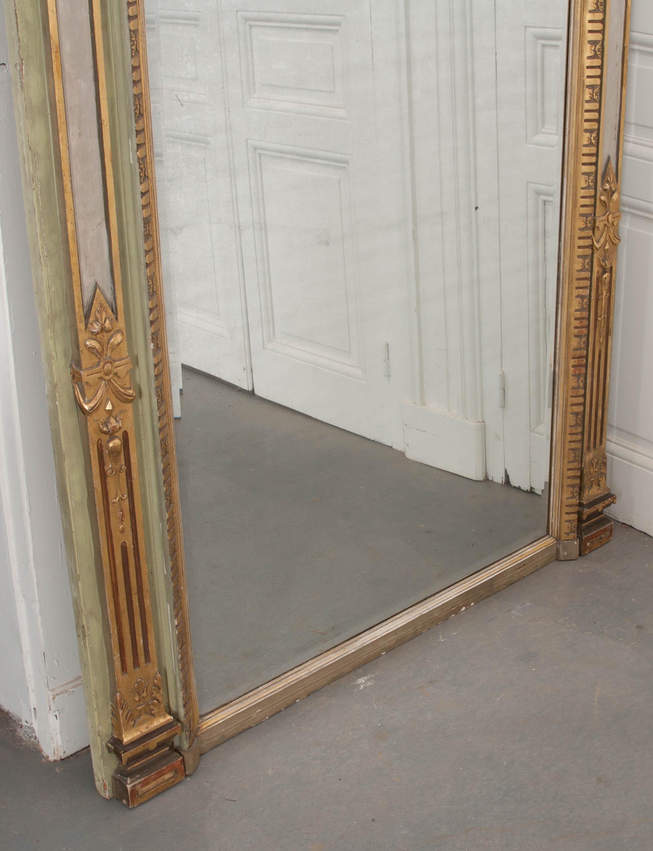 French 19th Century Painted and Gilded Pier Mirror 2