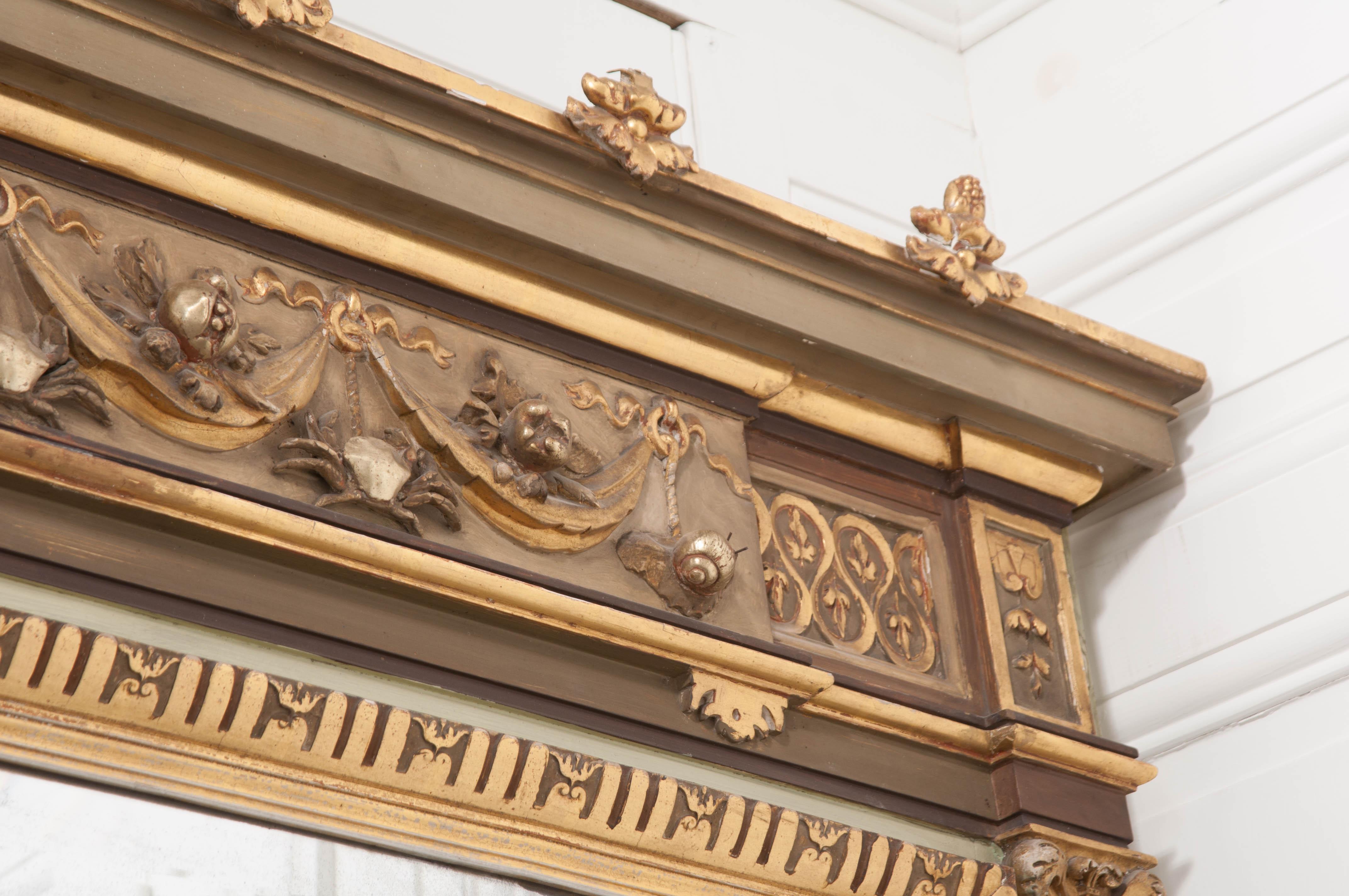 Hardwood French 19th Century Painted and Gilded Pier Mirror