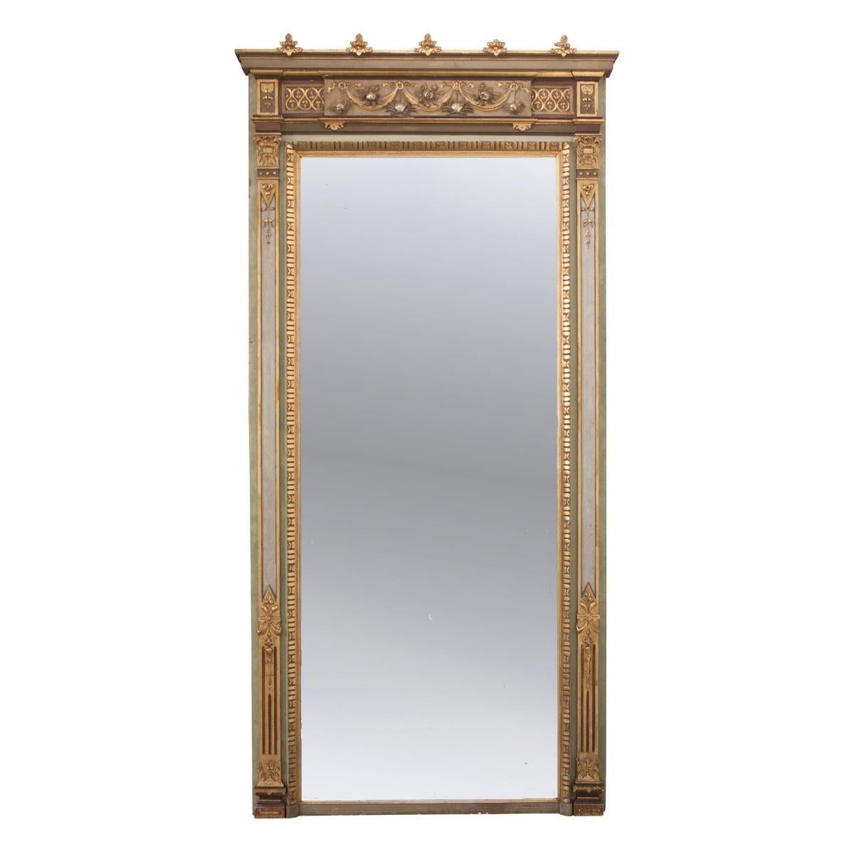 French 19th Century Painted and Gilded Pier Mirror