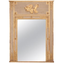 French 19th Century Painted and Water-Gilt Trumeau Mirror