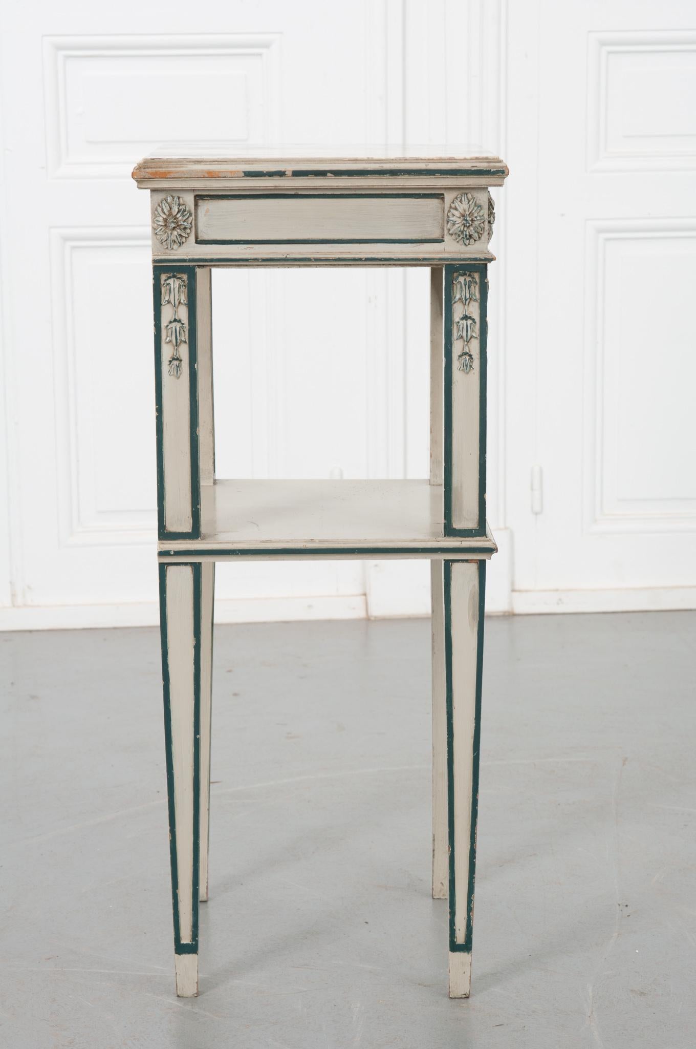 French 19th Century Painted Bedside Table 4