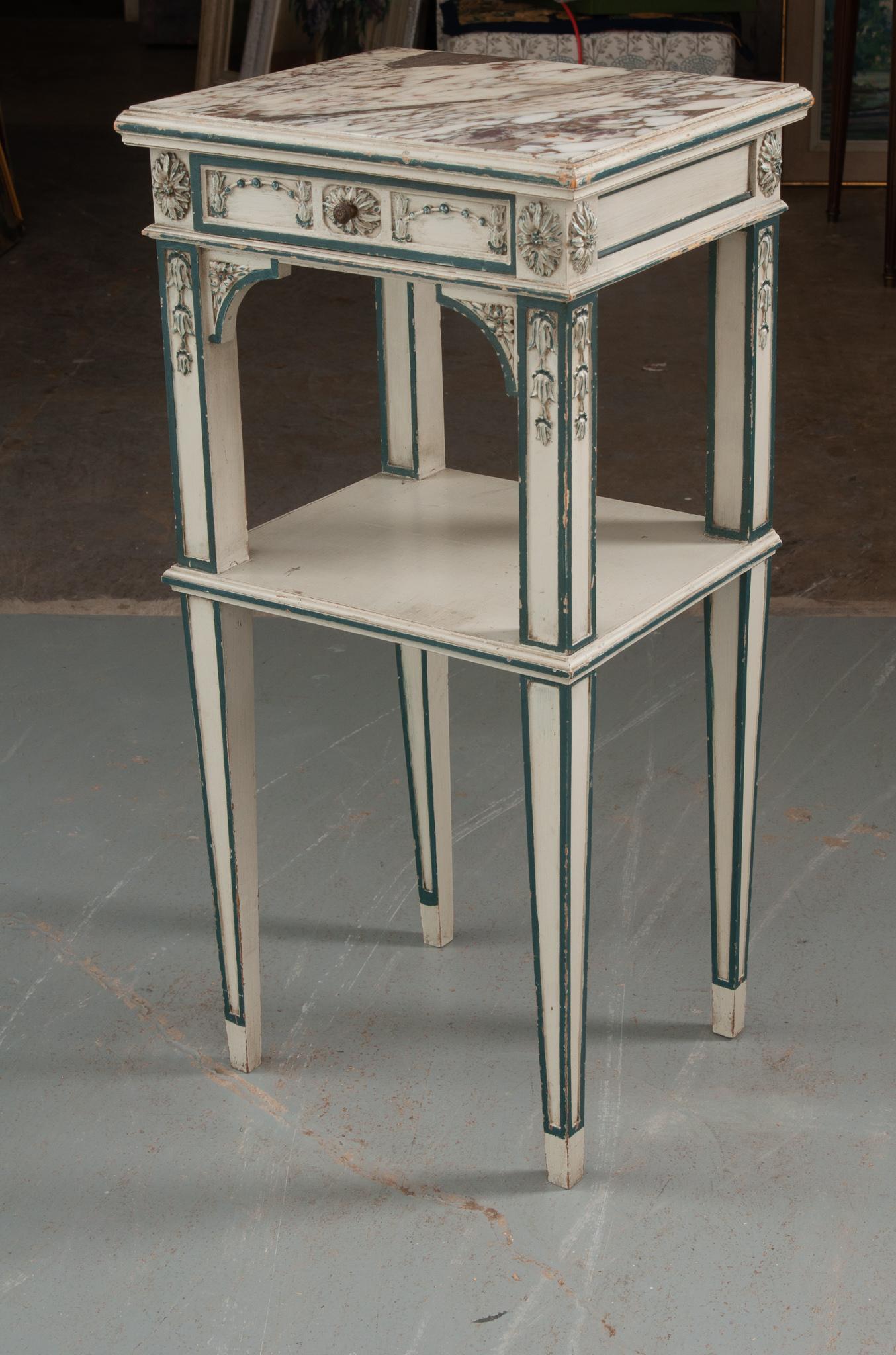 Louis XVI French 19th Century Painted Bedside Table
