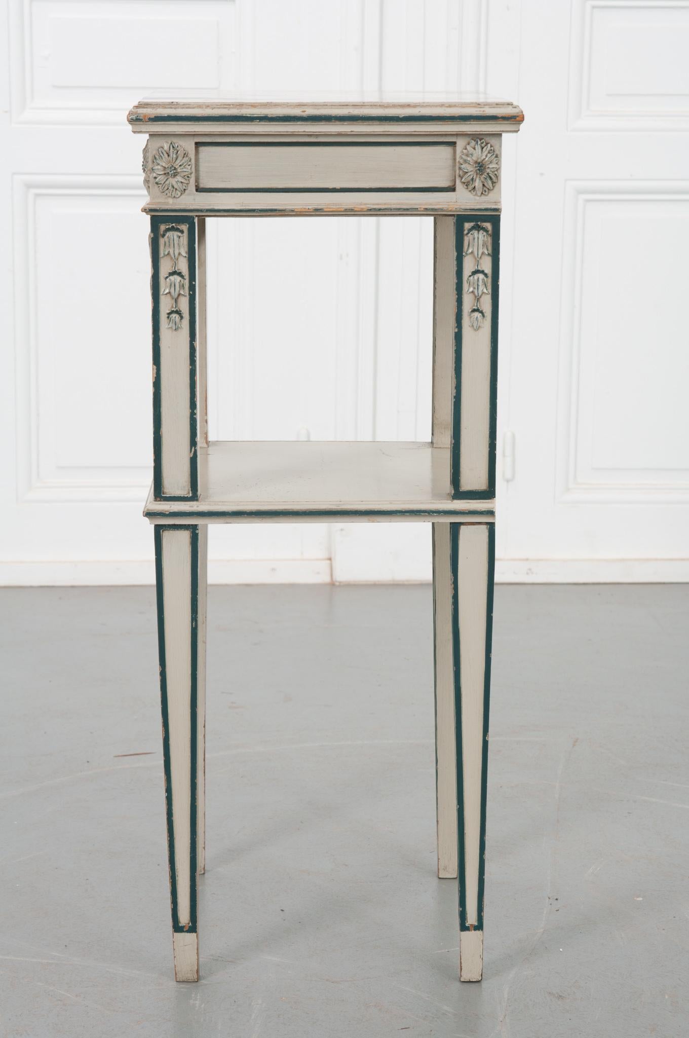 French 19th Century Painted Bedside Table 1