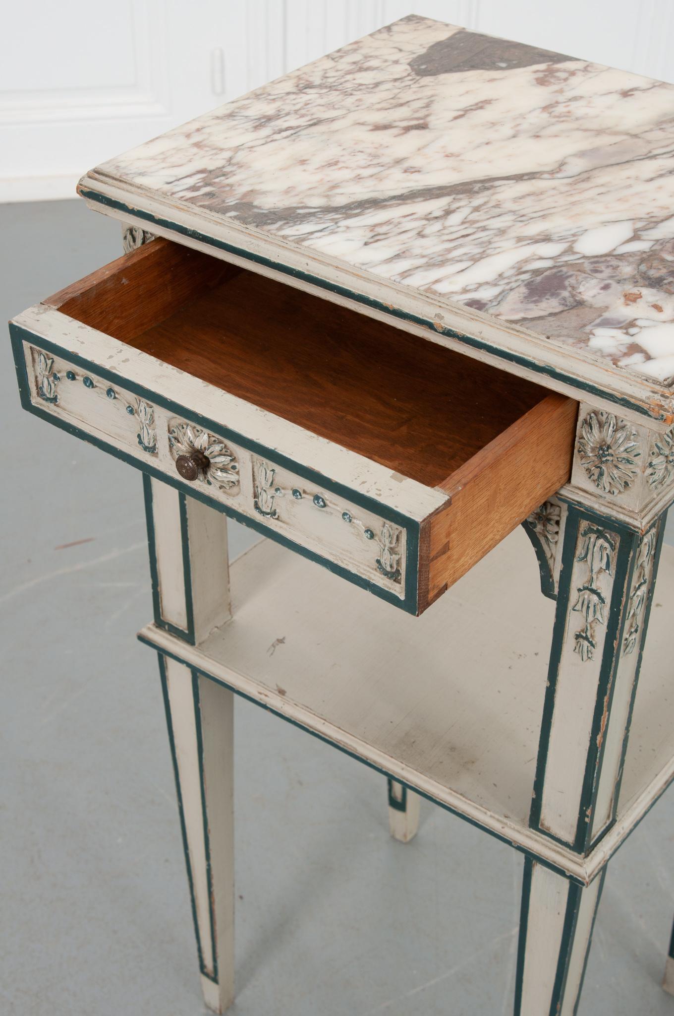 French 19th Century Painted Bedside Table 2