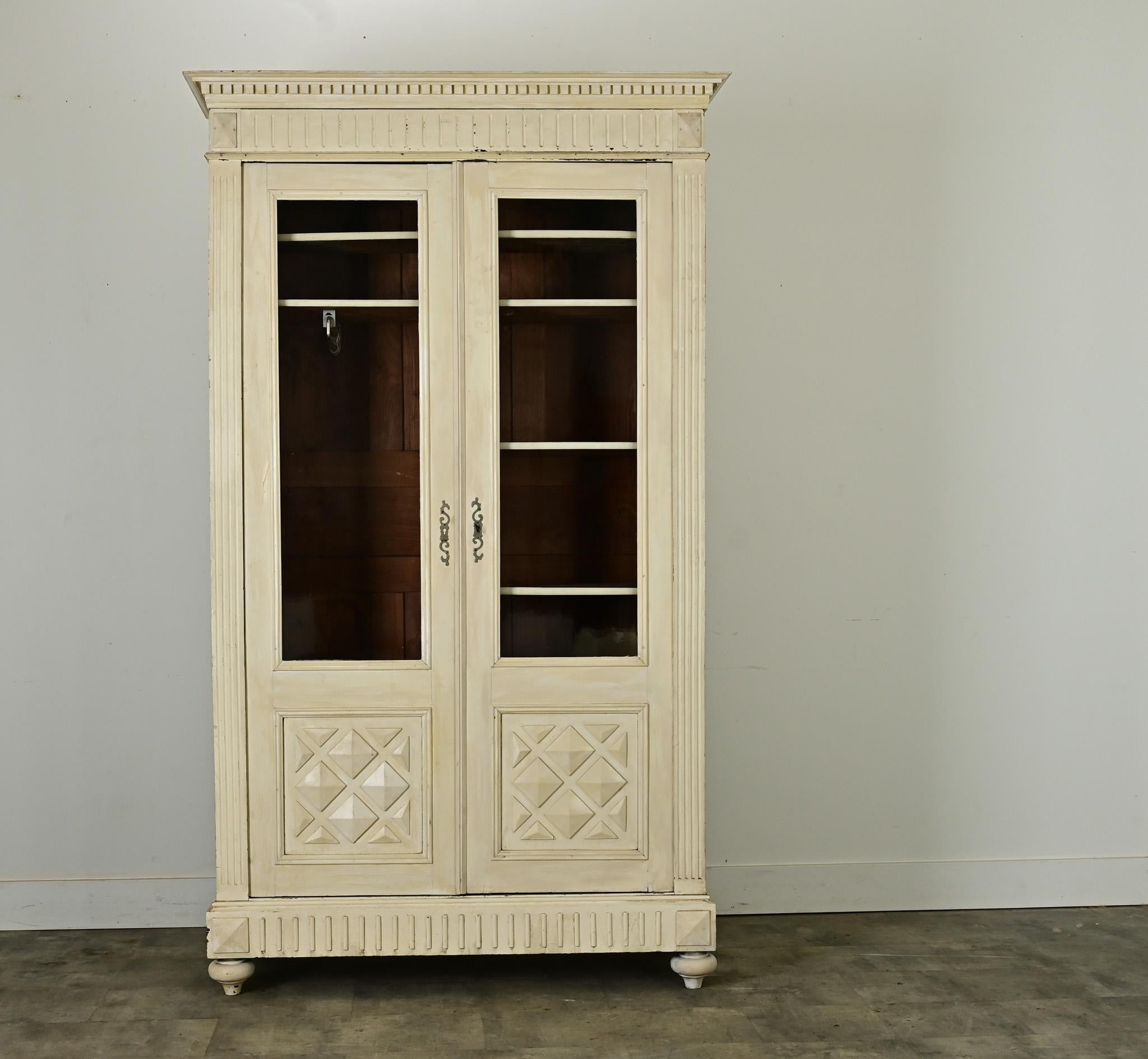 Gustavian French 19th Century Painted Bibliotheque / Armoire For Sale