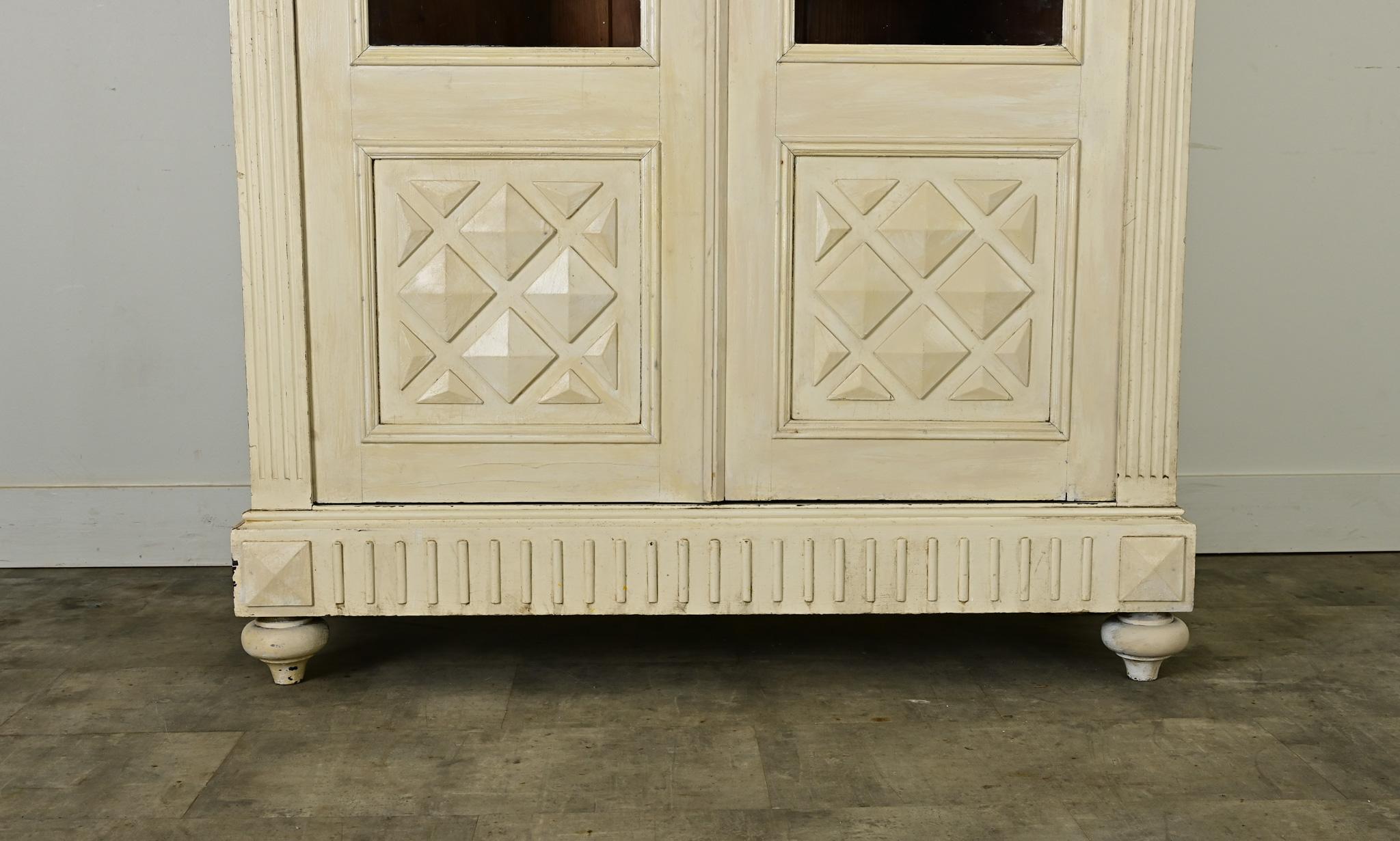Glass French 19th Century Painted Bibliotheque / Armoire For Sale