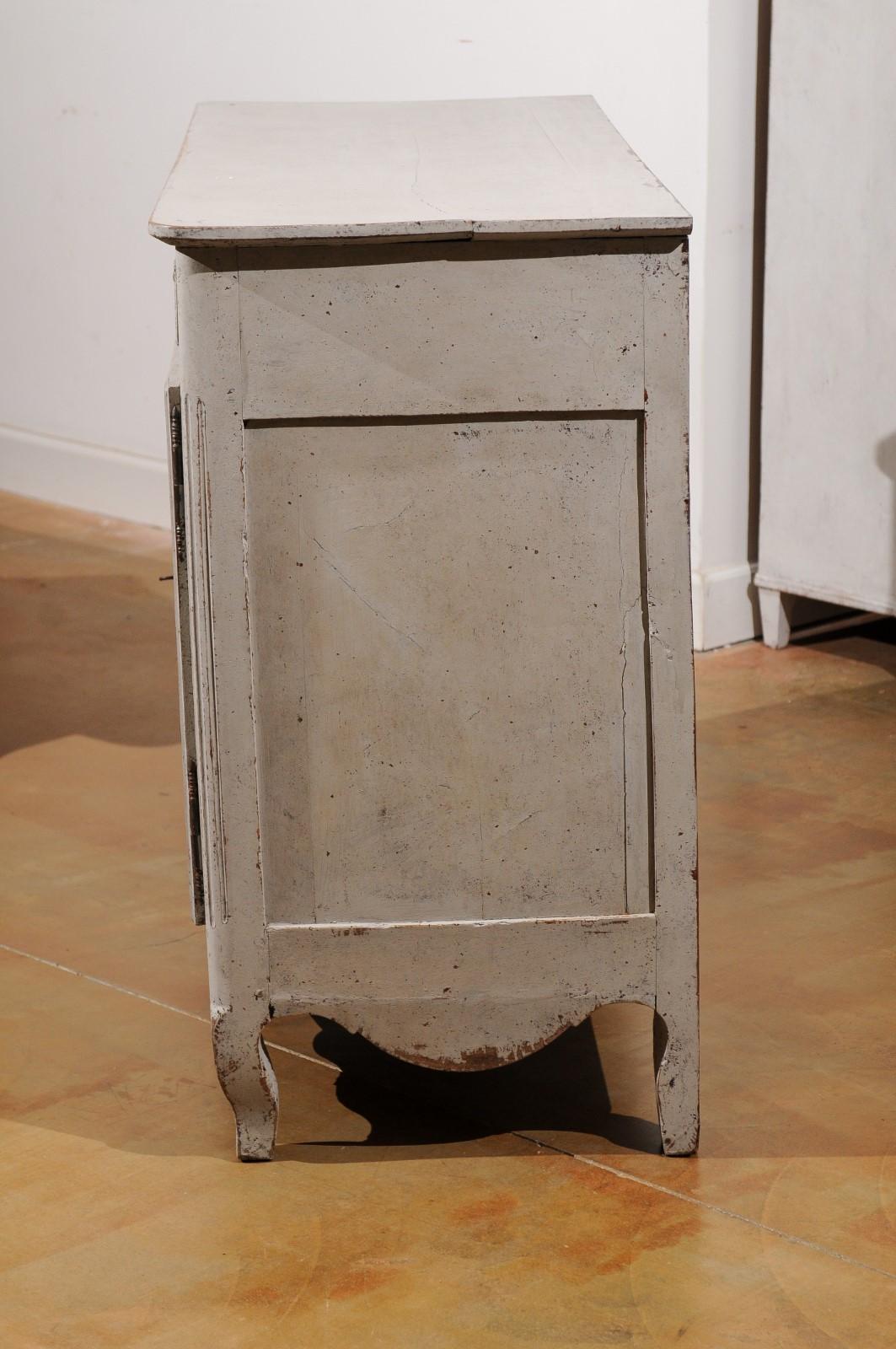 French 19th Century Painted Buffet with Drawers, Doors and Distressed Finish For Sale 6