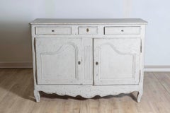 French 19th Century Painted Buffet with Drawers, Doors and Distressed Finish