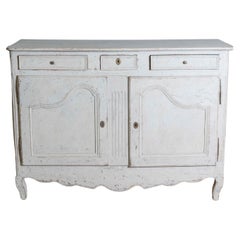 French 19th Century Painted Buffet with Drawers, Doors and Distressed Finish