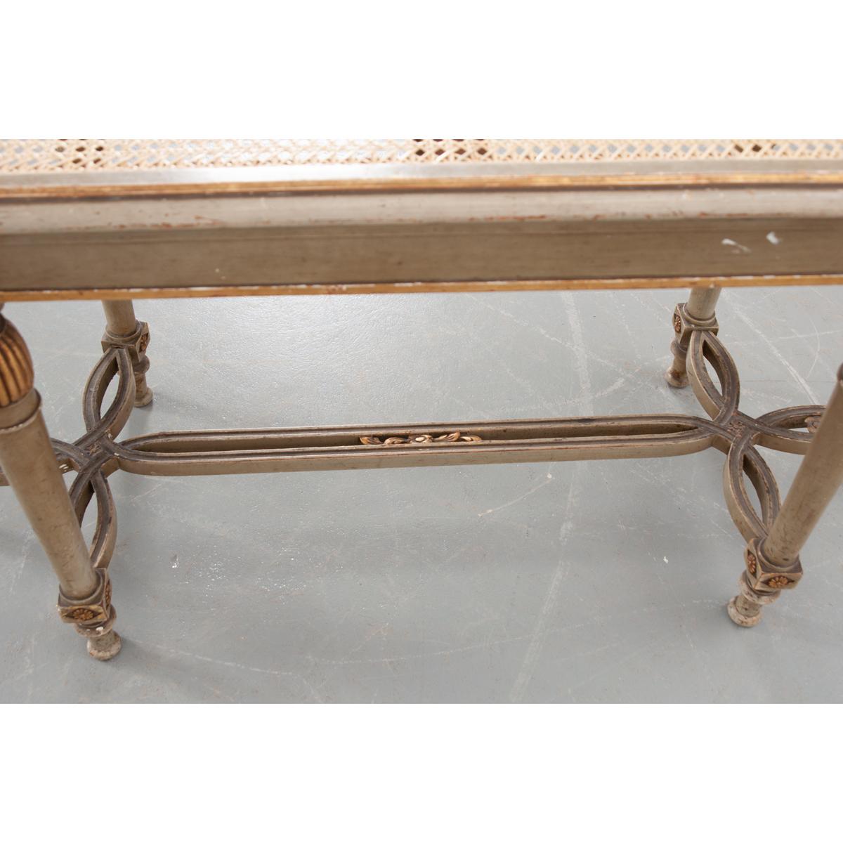 French 19th Century Painted & Cane Bench For Sale 4