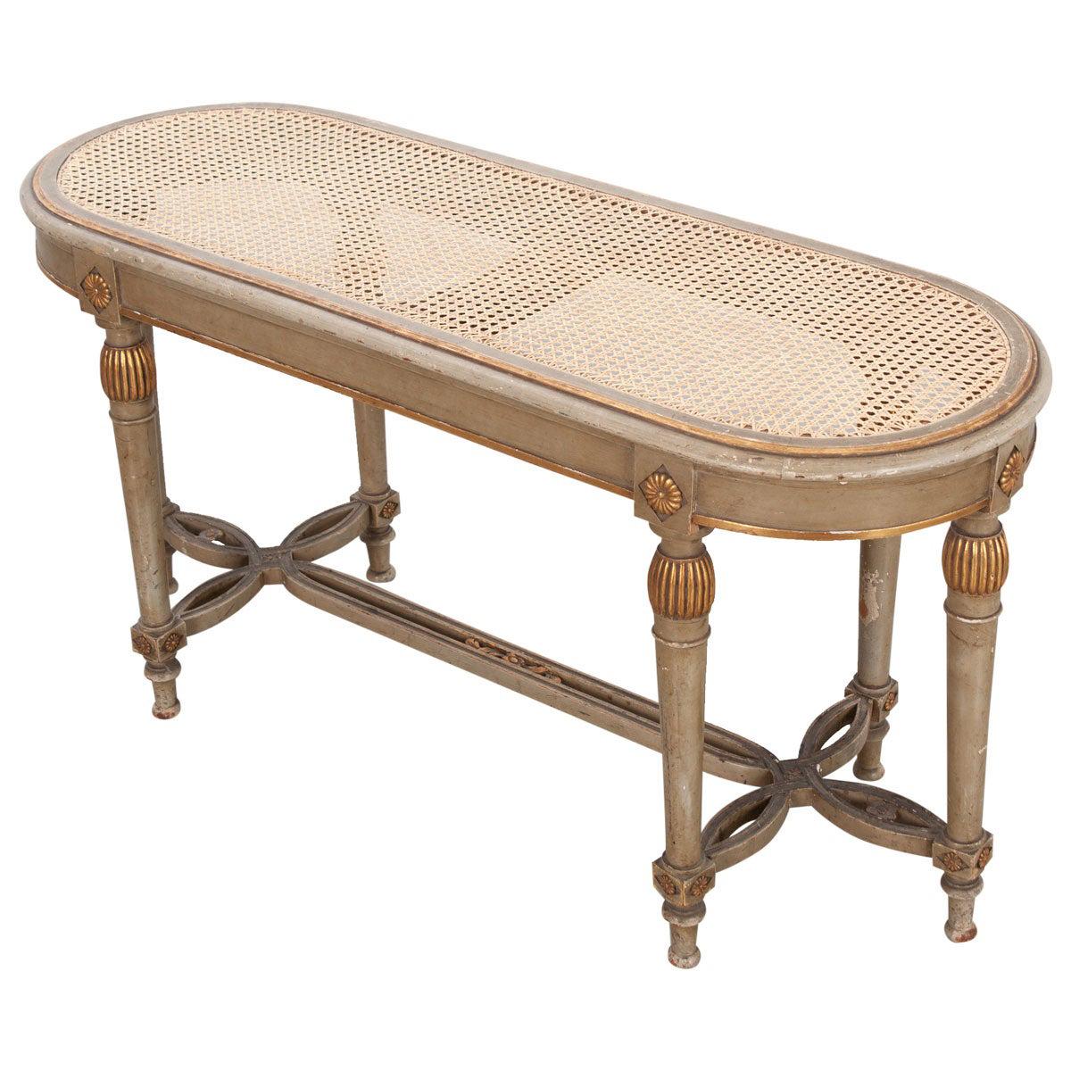 French 19th Century Painted & Cane Bench