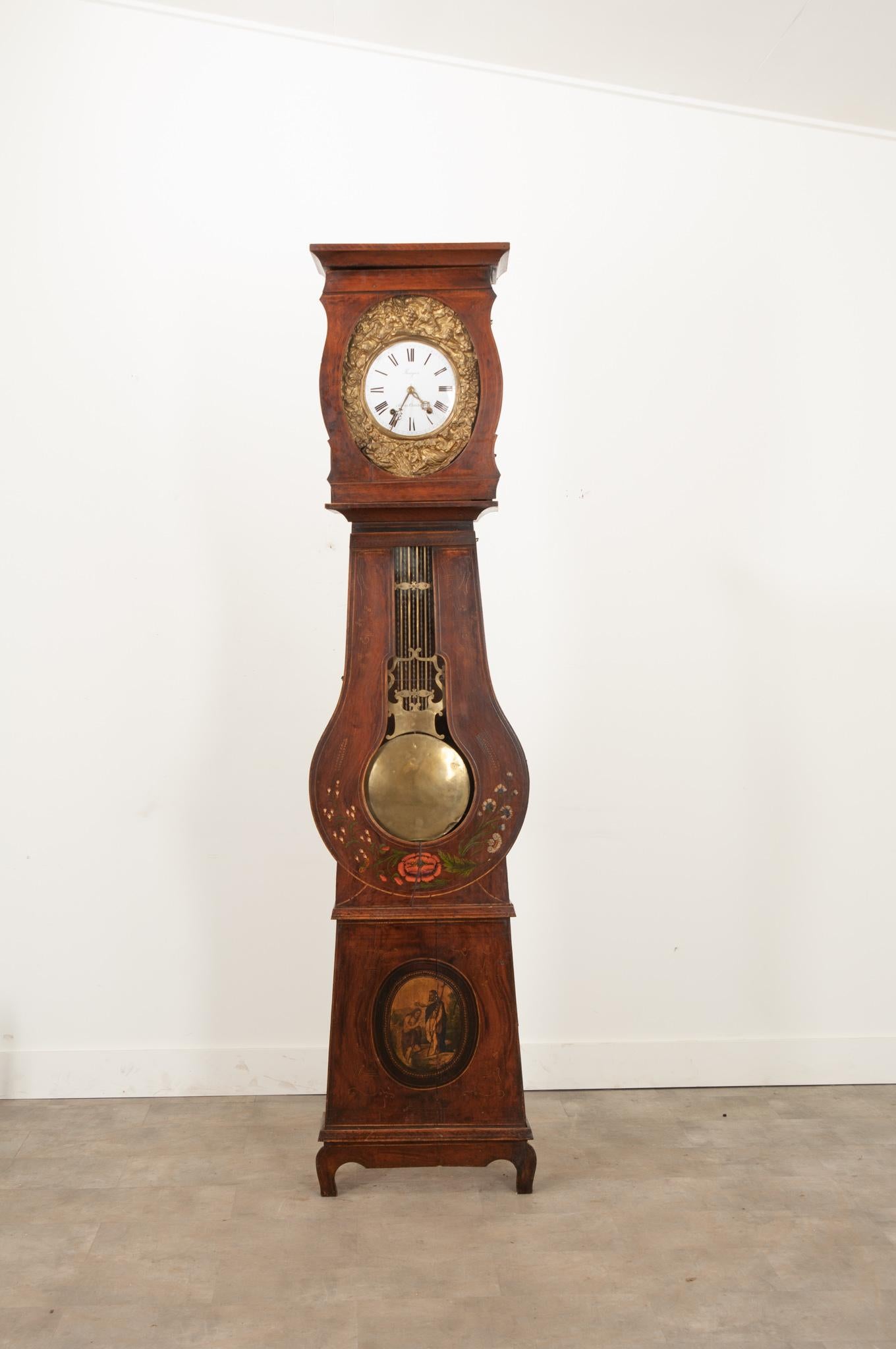 Other French 19th Century Painted Case Clock For Sale