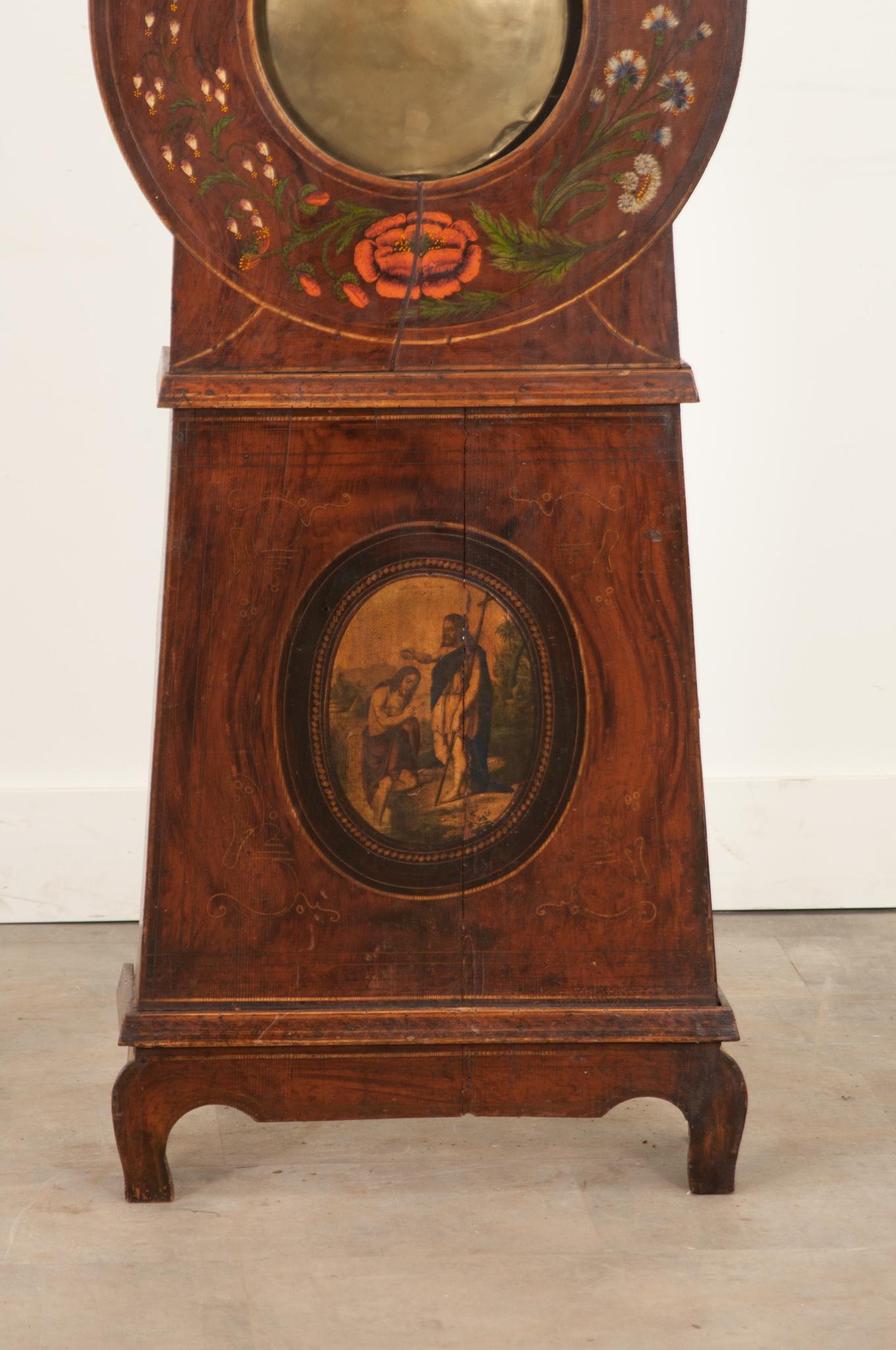 Faux Bois French 19th Century Painted Case Clock For Sale