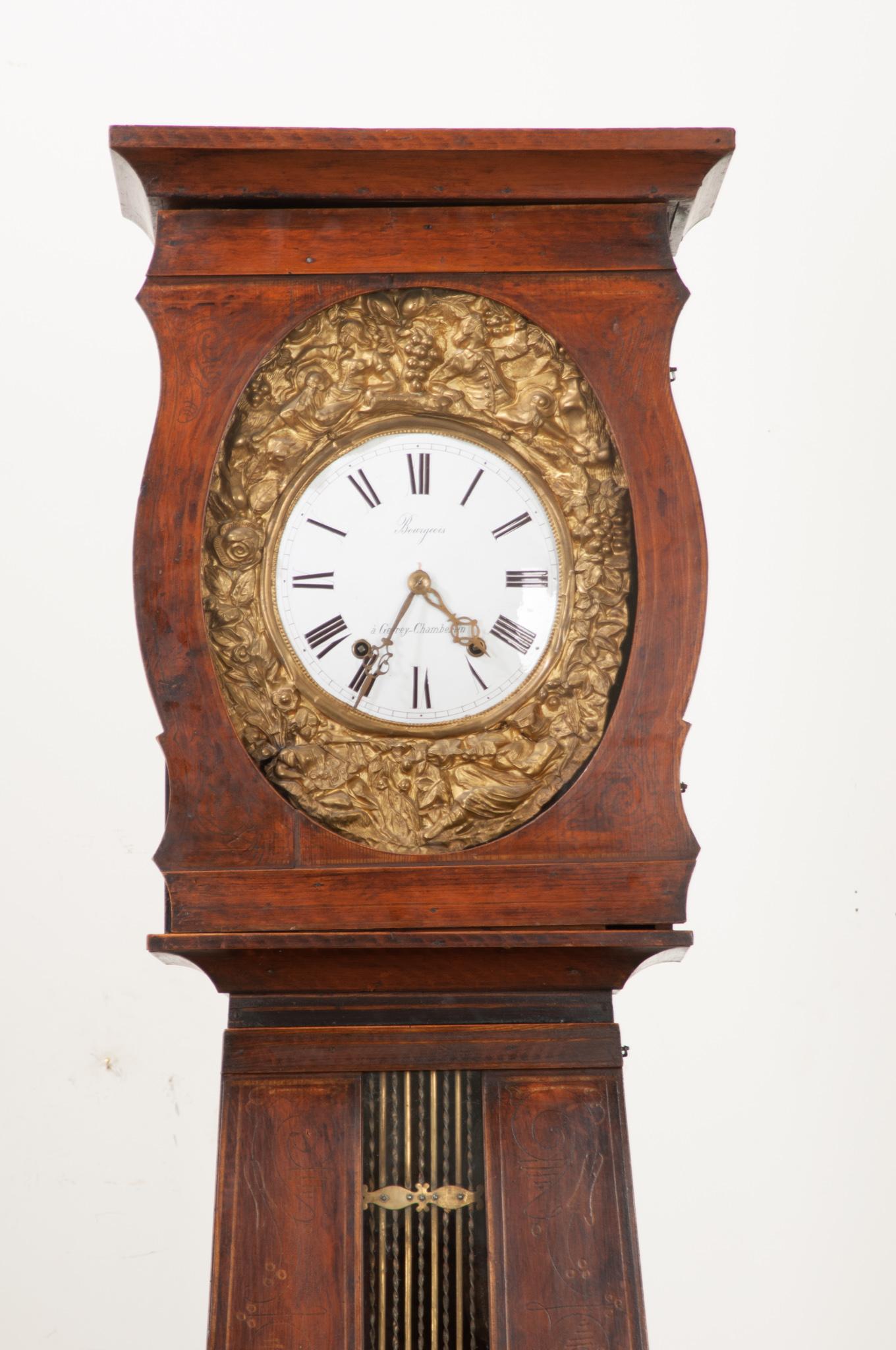 Metal French 19th Century Painted Case Clock For Sale
