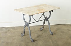 French 19th Century Painted Cast Iron & Marble Bistro Table