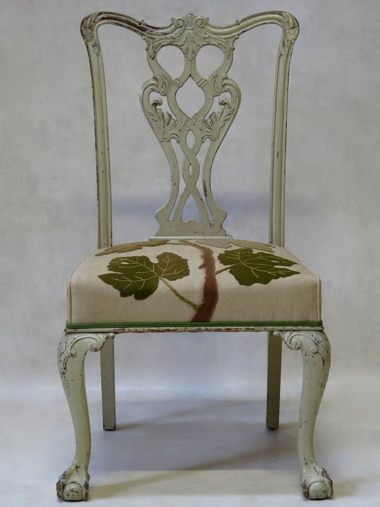 French 19th Century Painted Chippendale Chair For Sale at 1stDibs