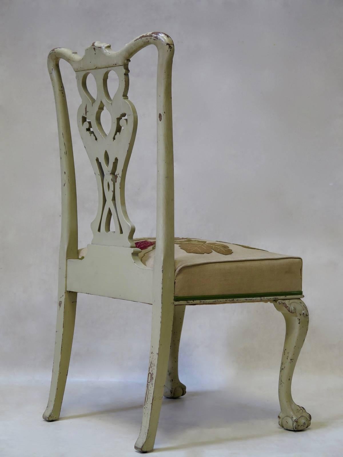 Bemalter Chippendale-Stuhl aus dem 19. Jahrhundert (Französisch) im Angebot