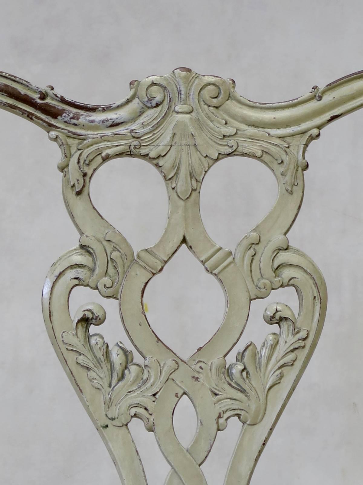 Beech French 19th Century Painted Chippendale Chair For Sale