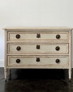 French 19th Century Painted Commode with Brass Hardware
