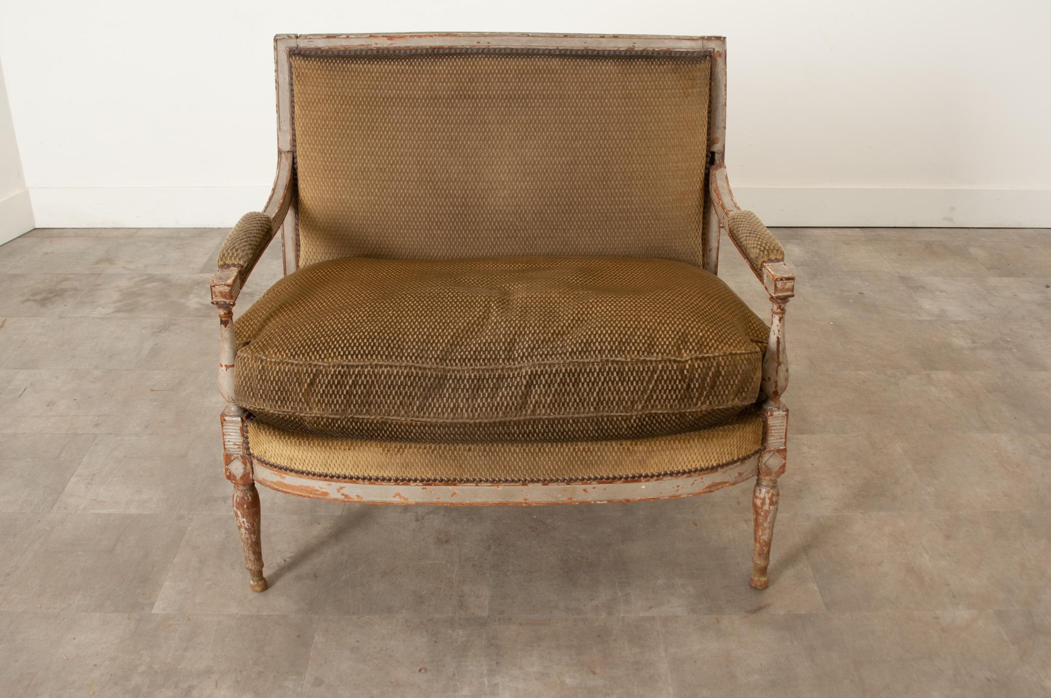 Brass French 19th Century Painted Directoire Settee