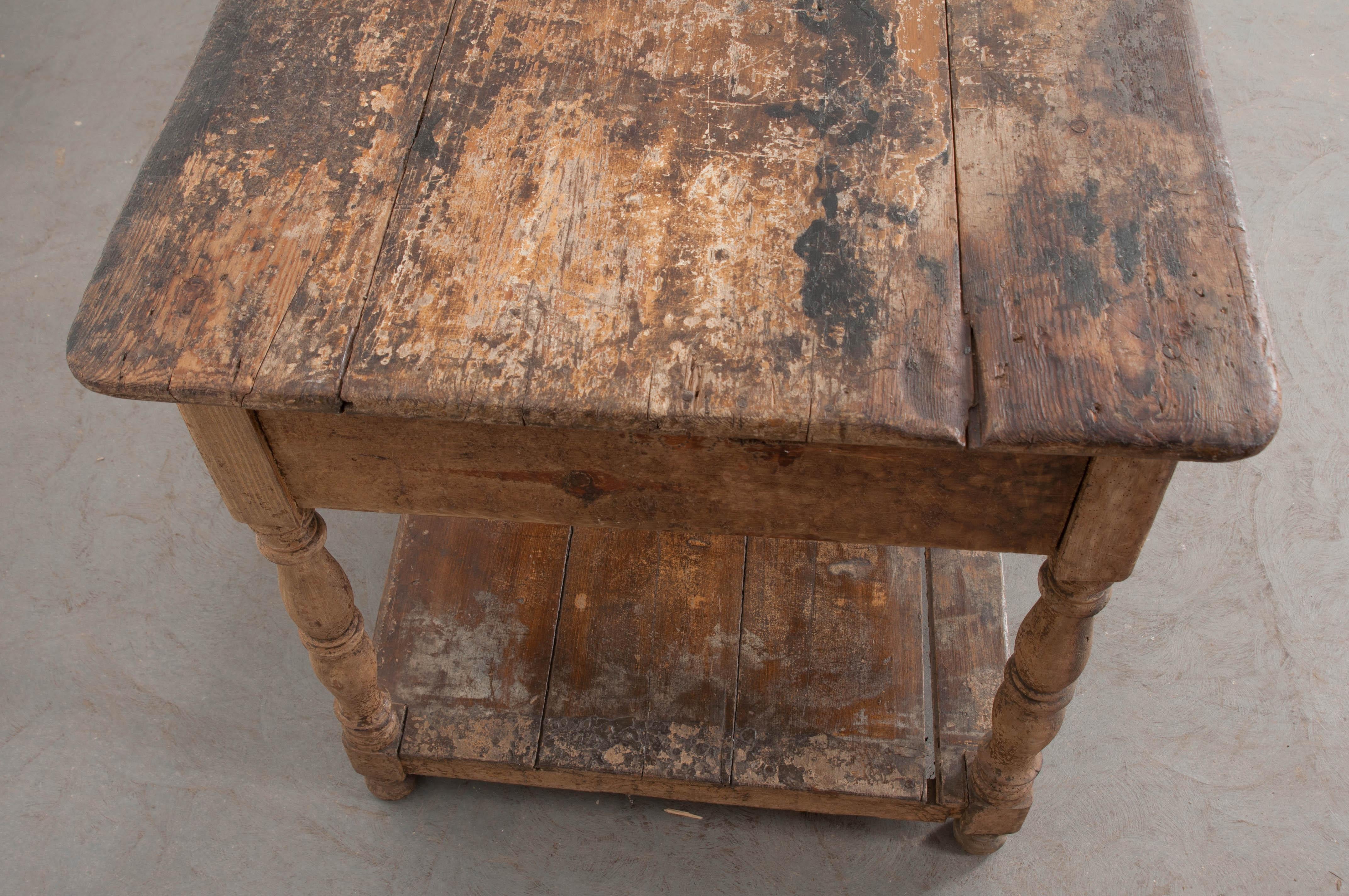 French Provincial French 19th Century Painted Drapery Table