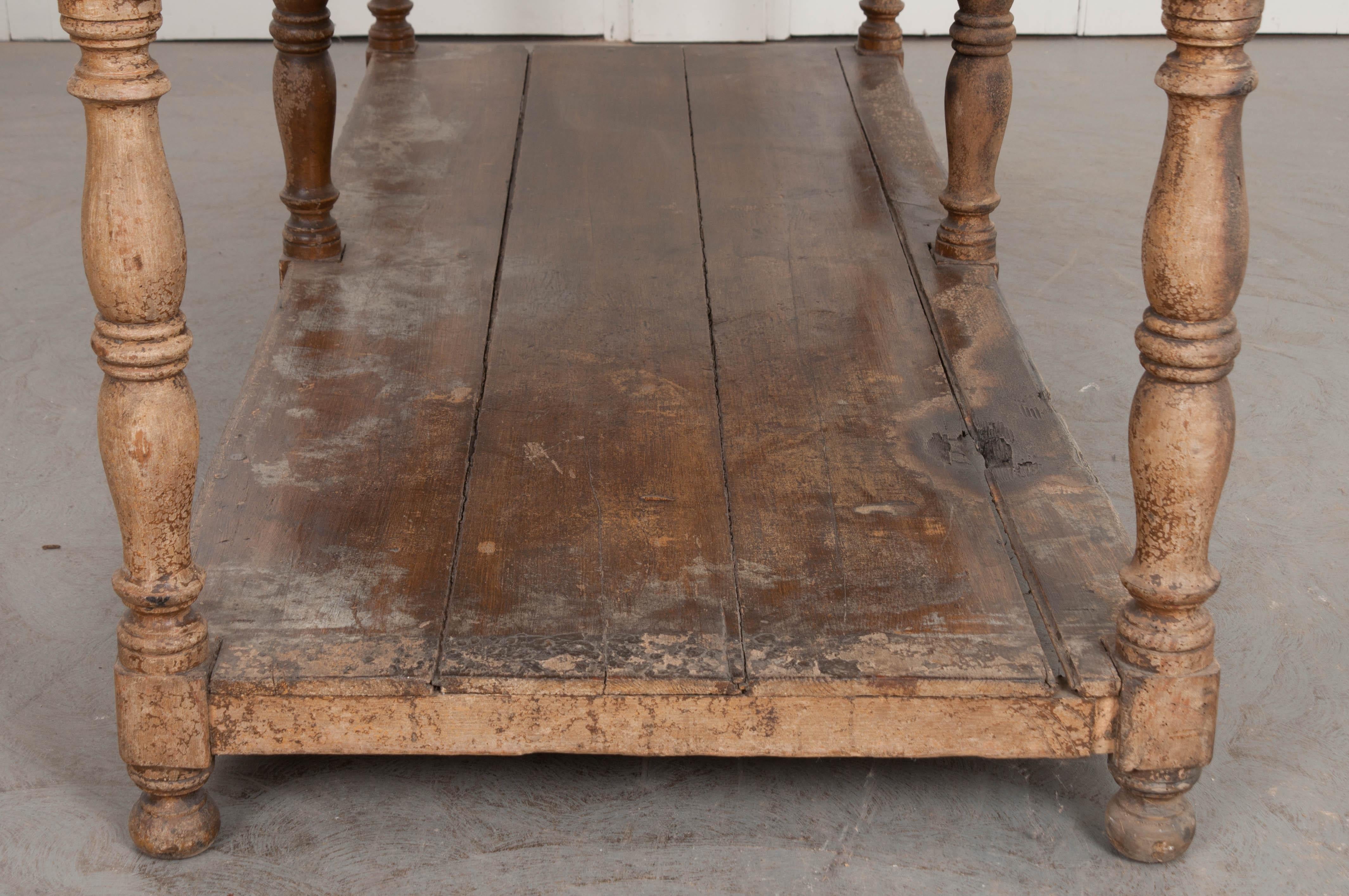 Hardwood French 19th Century Painted Drapery Table