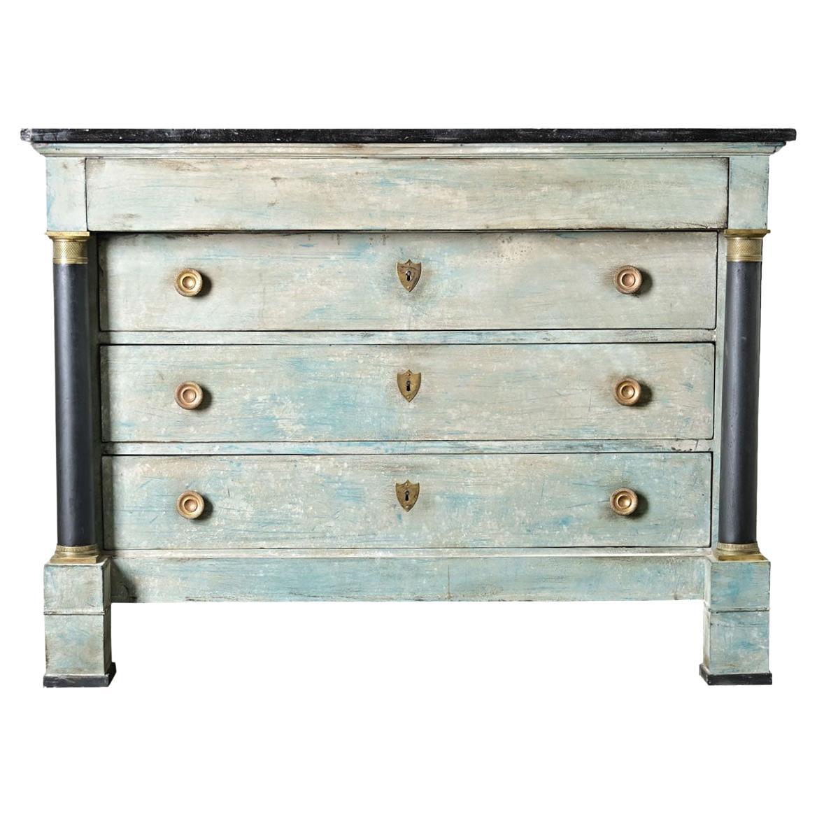 French 19th Century Painted Empire Commode en venta