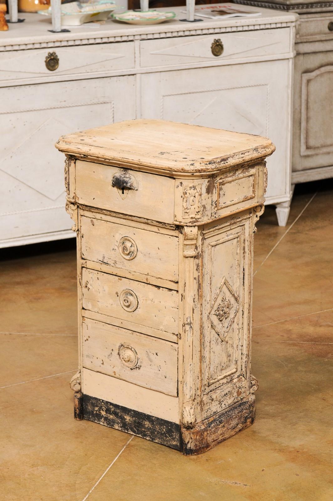French 19th Century Painted Fir Seeds Counter with Drawers and Distressed Patina 9