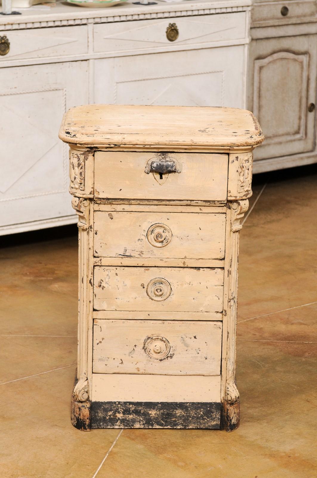 French 19th Century Painted Fir Seeds Counter with Drawers and Distressed Patina 10