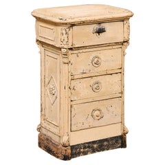 French 19th Century Painted Fir Seeds Counter with Drawers and Distressed Patina