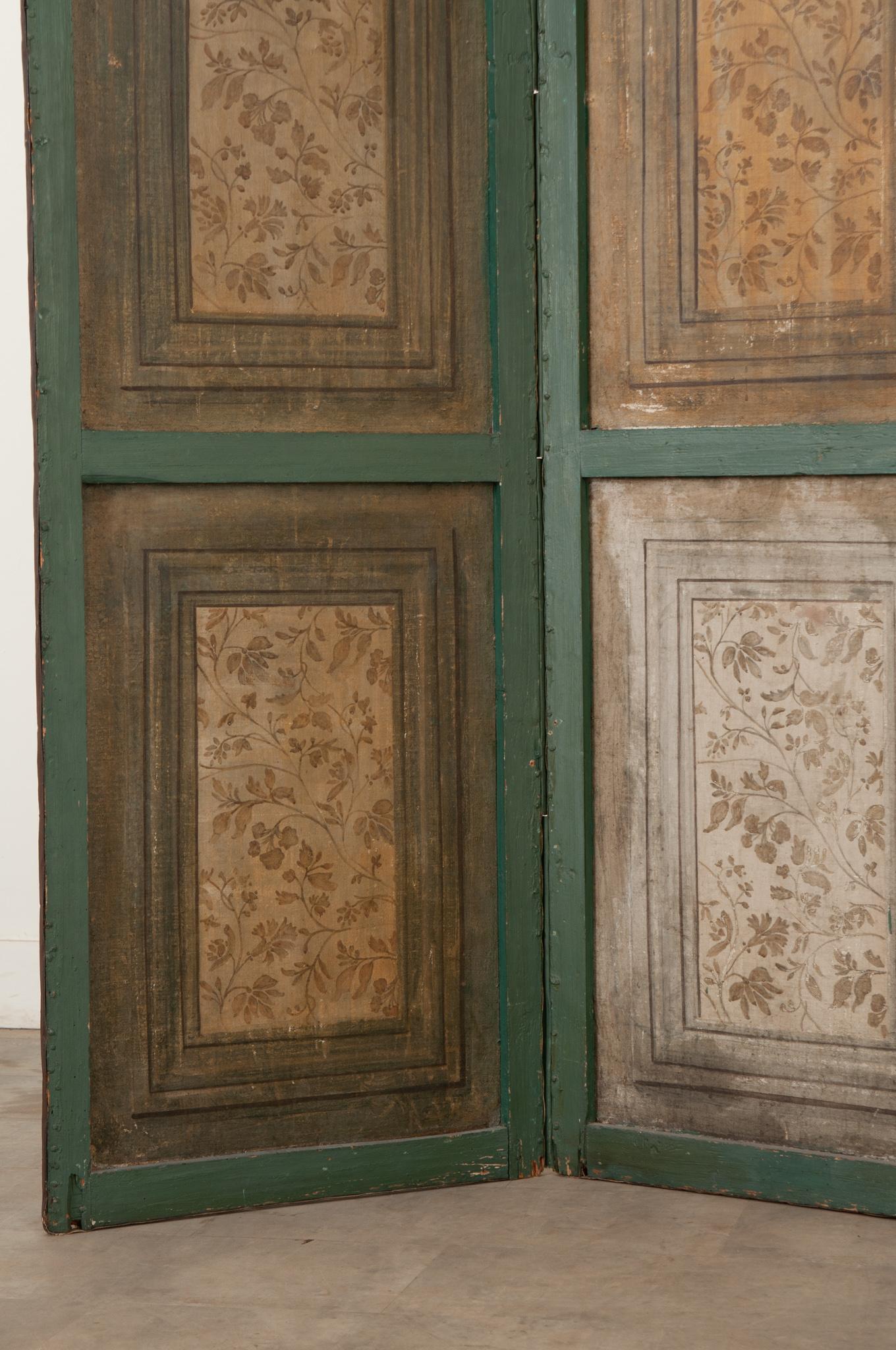 French 19th Century Painted Folding Screen 4
