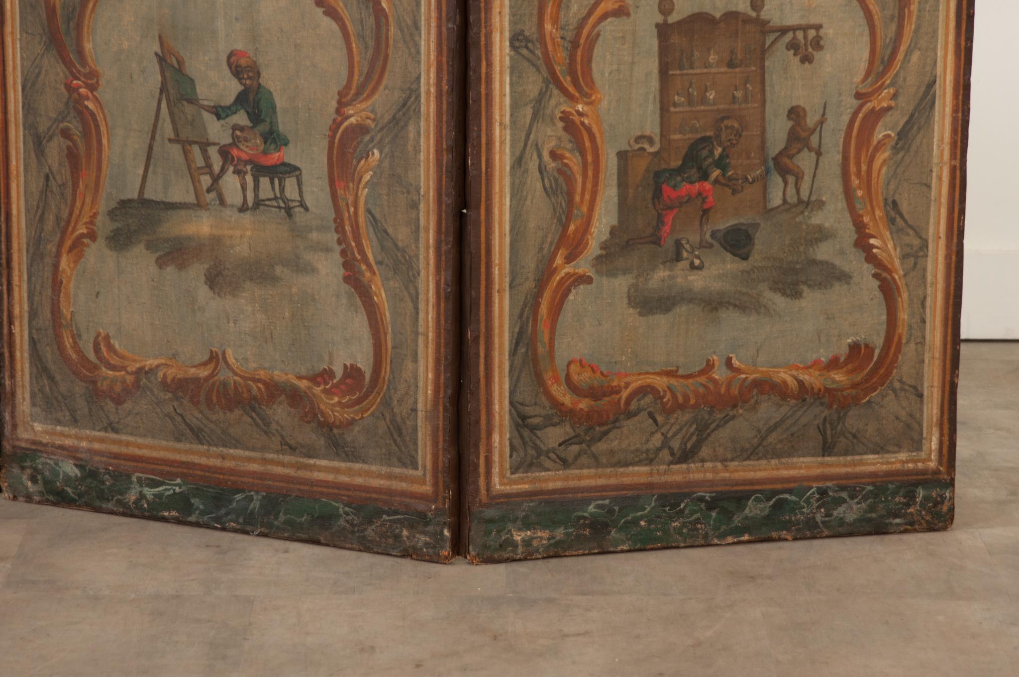 French 19th Century Painted Folding Screen For Sale 5