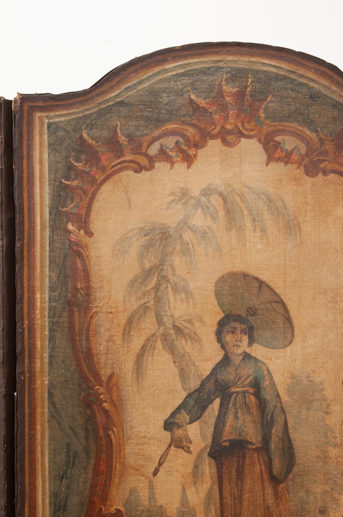 French 19th Century Painted Folding Screen For Sale 6
