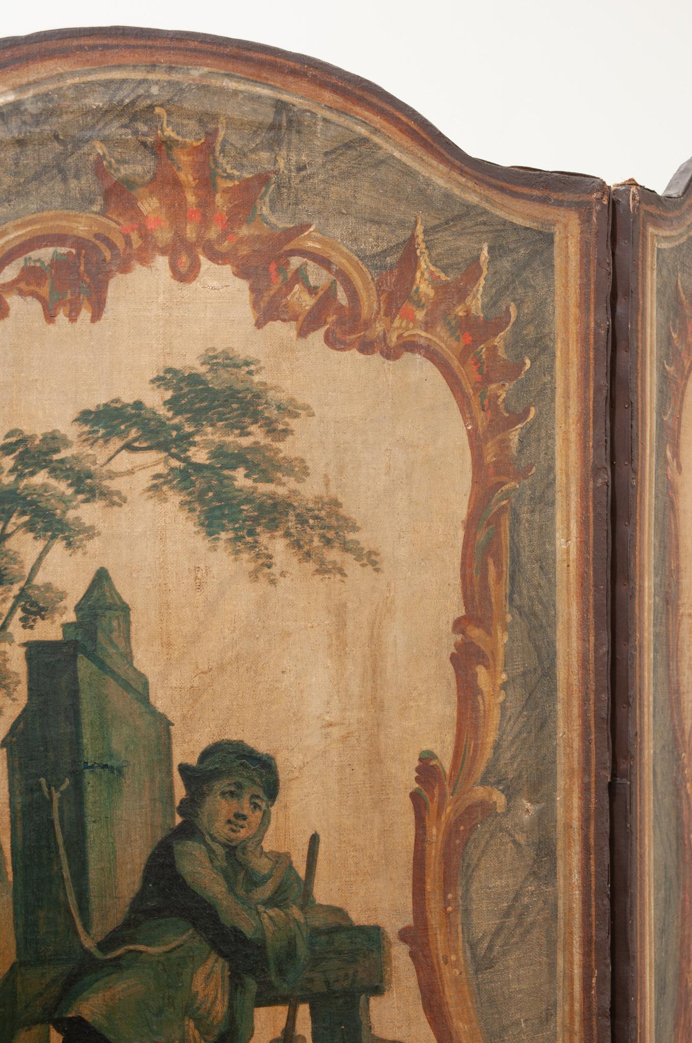 French 19th Century Painted Folding Screen For Sale 7