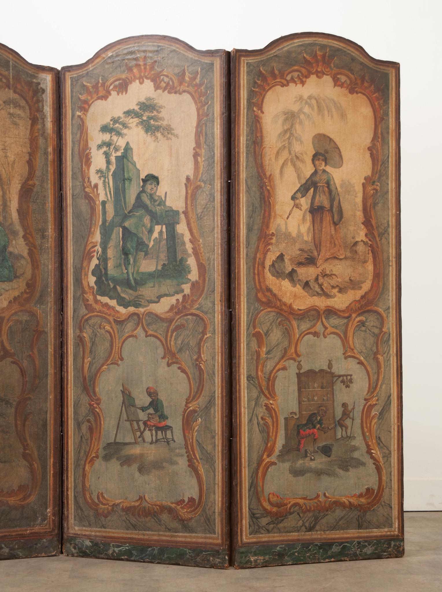 French 19th Century Painted Folding Screen For Sale 8