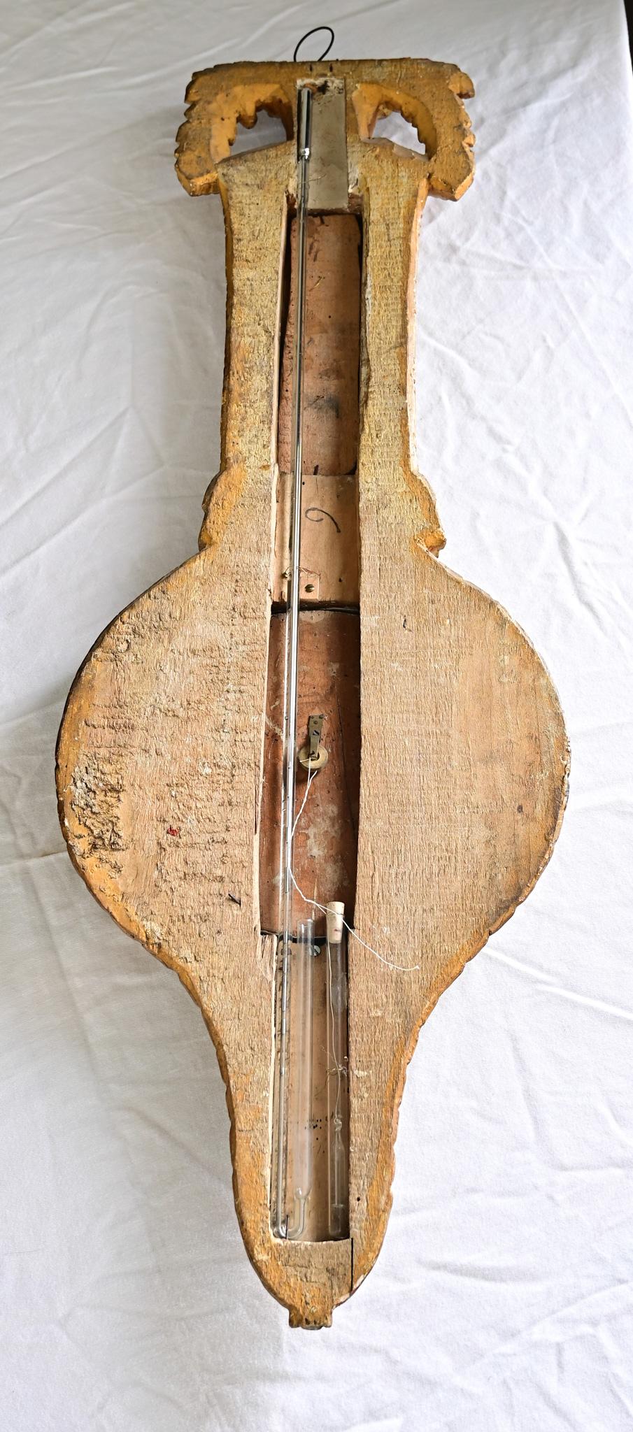 Baromètre français du 19ème siècle peint et doré en vente 2