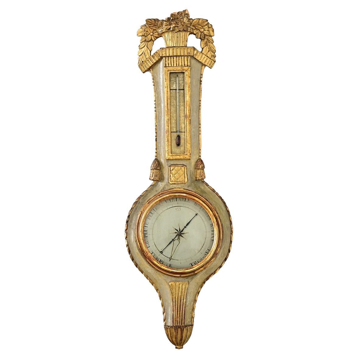 French 19th Century Painted Gilt Barometer