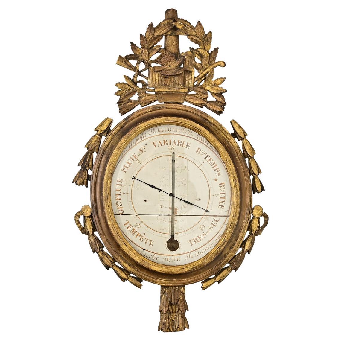 Barómetro francés del siglo XIX pintado y dorado