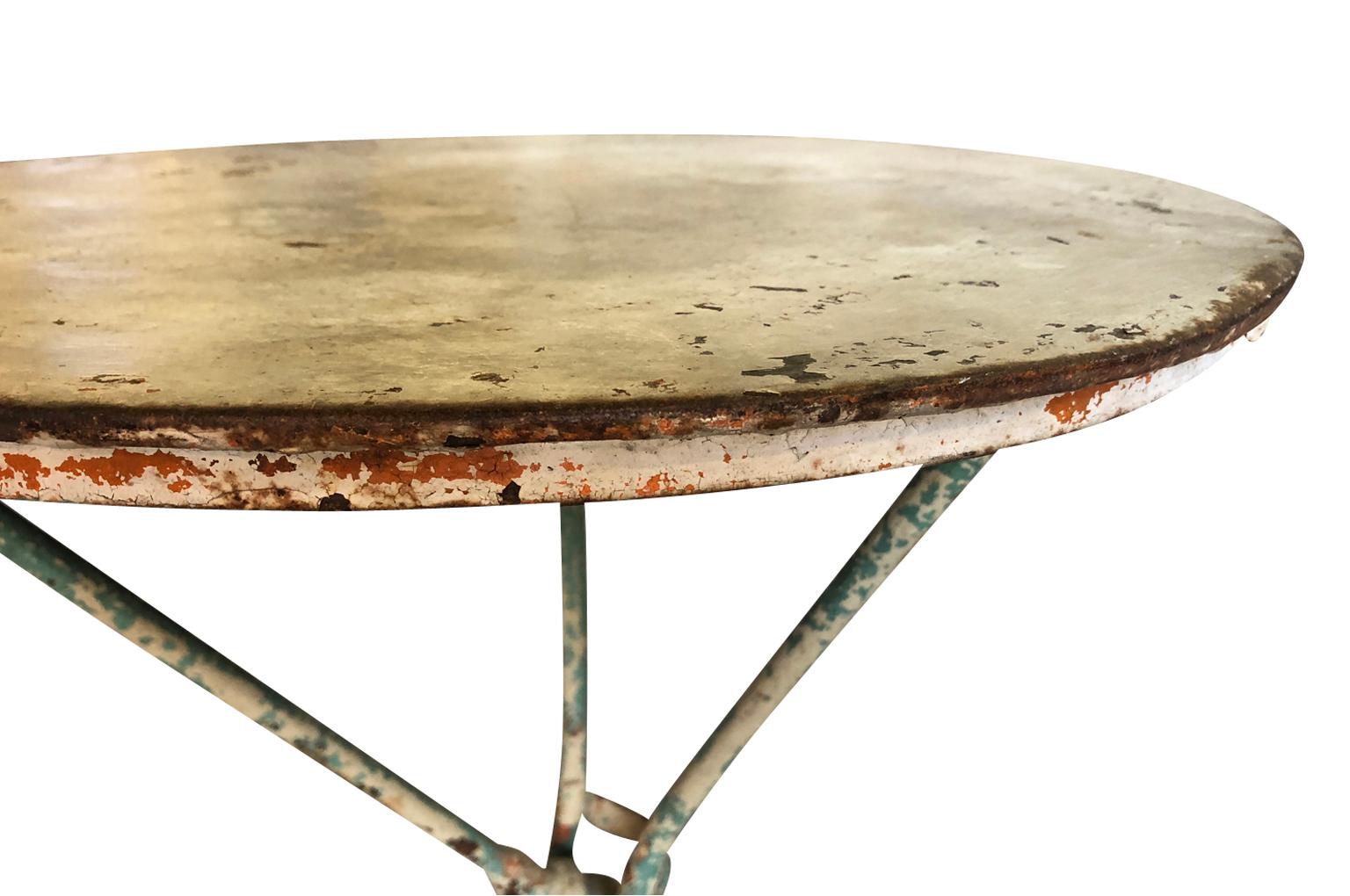 French 19th Century Painted Iron Bistro Table 1