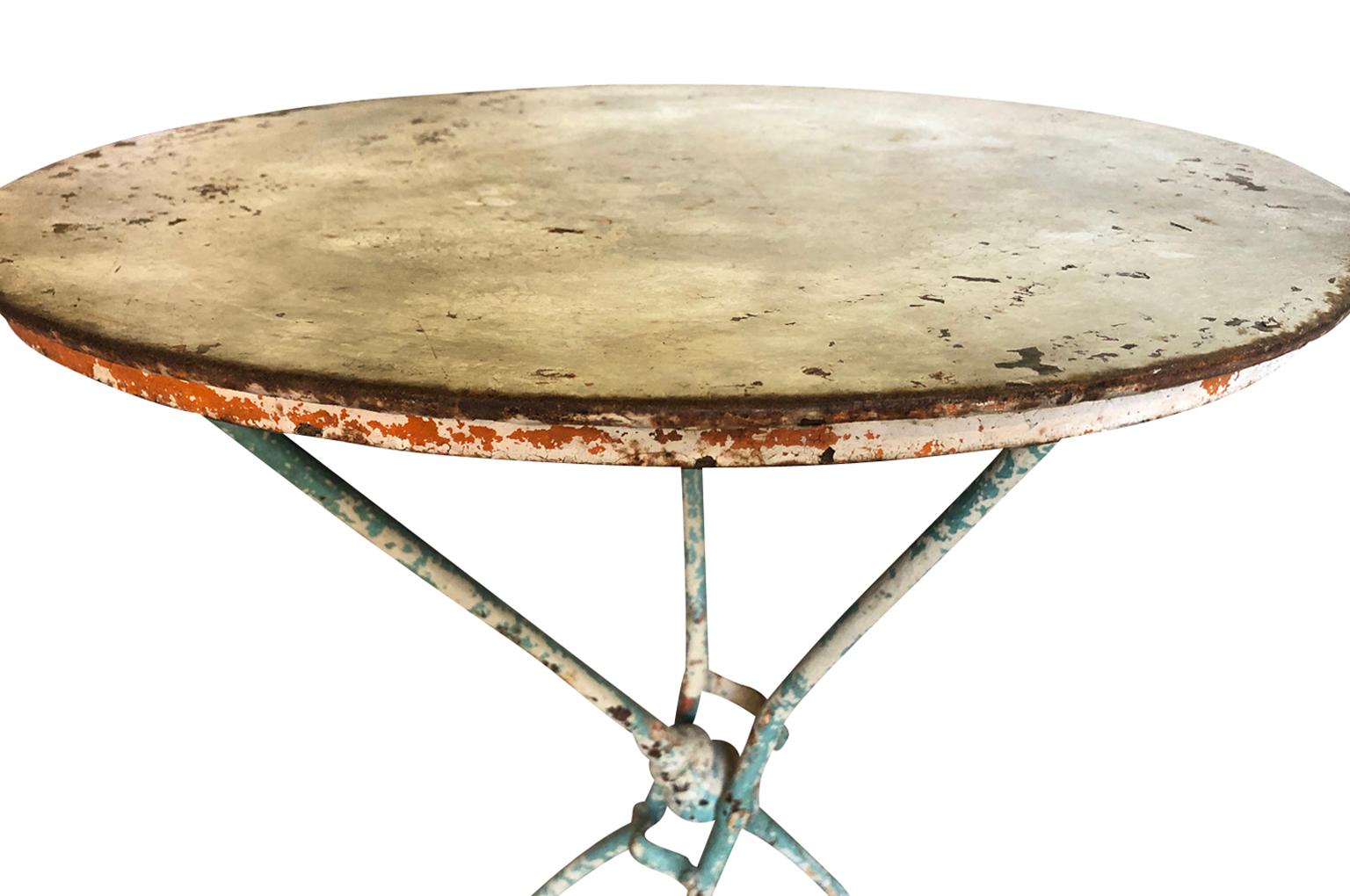 French 19th Century Painted Iron Bistro Table 2