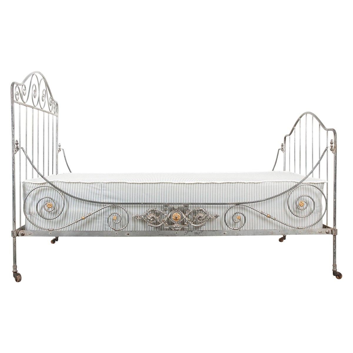 French 19th Century Painted-Iron Campaign Daybed