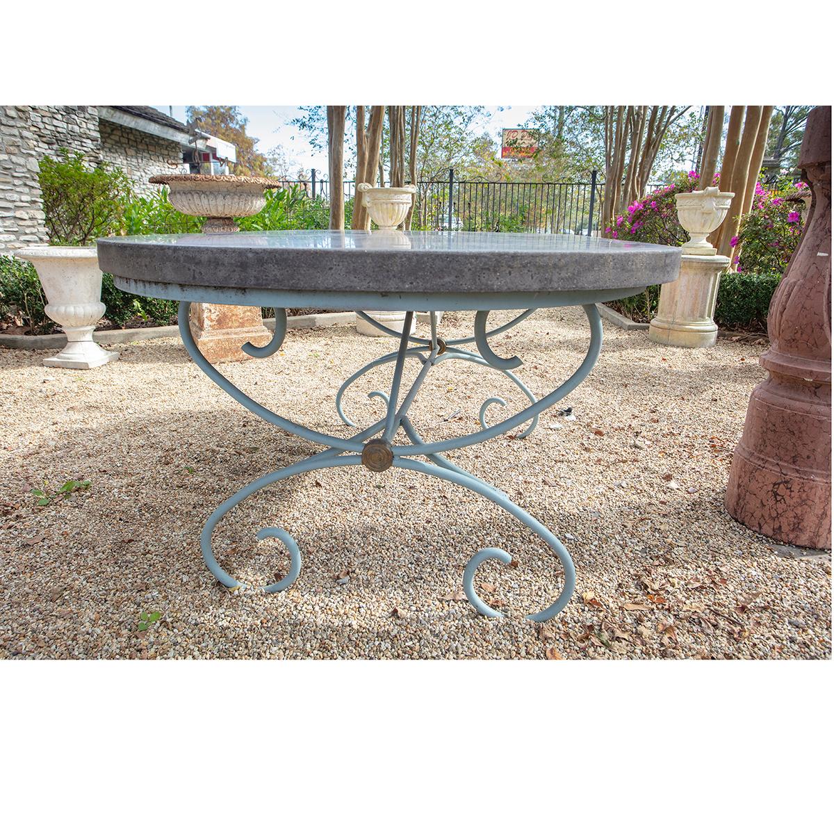 French 19th Century Painted Iron Table Base with Concrete Top In Good Condition In Baton Rouge, LA