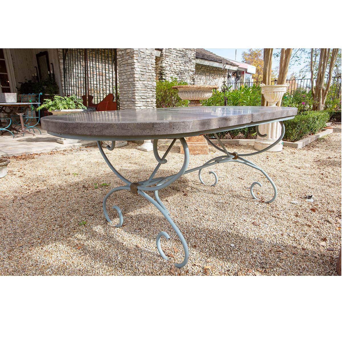 French 19th Century Painted Iron Table Base with Concrete Top 1