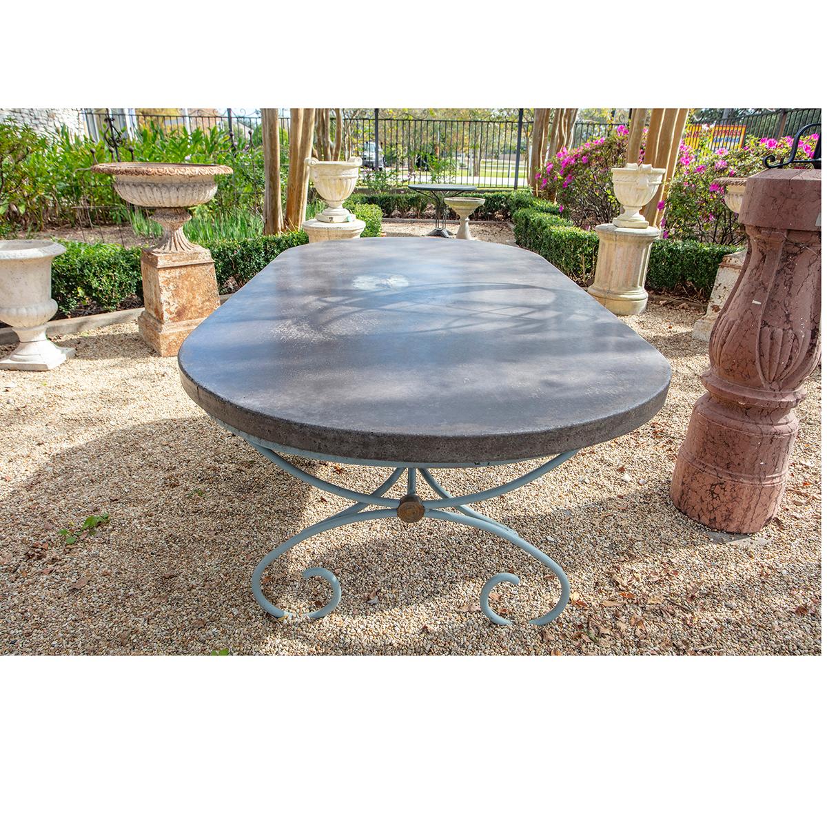 French 19th Century Painted Iron Table Base with Concrete Top 2