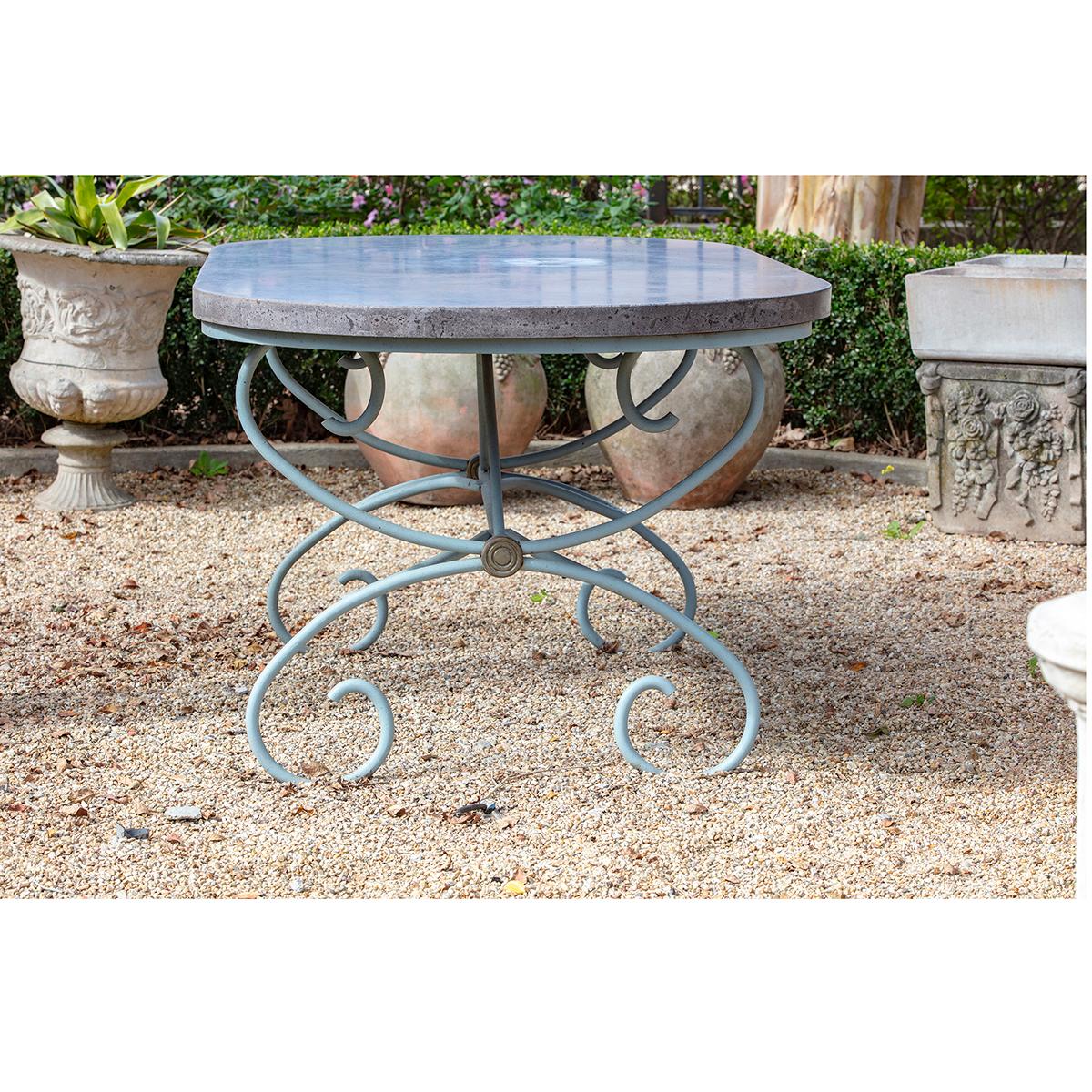 French 19th Century Painted Iron Table Base with Concrete Top 3