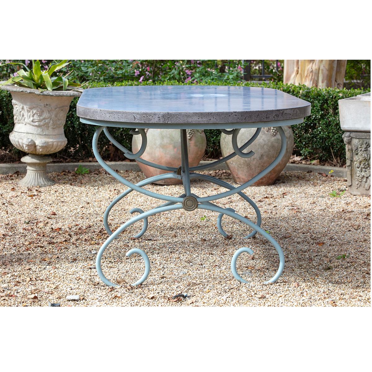 French 19th Century Painted Iron Table Base with Concrete Top 4