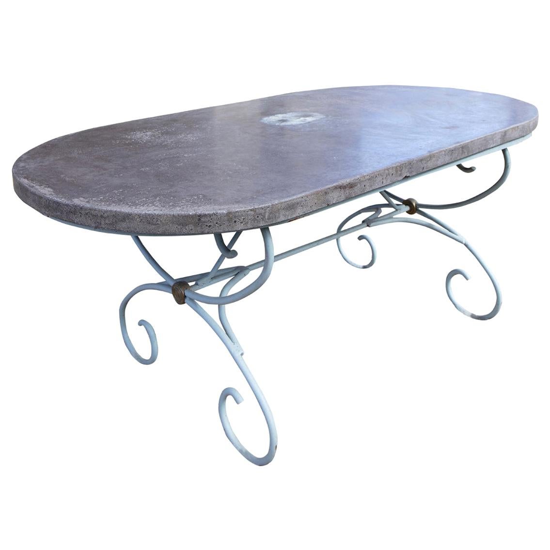 French 19th Century Painted Iron Table Base with Concrete Top