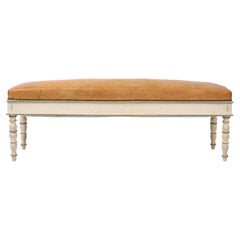 French 19th Century Painted Leather Bench