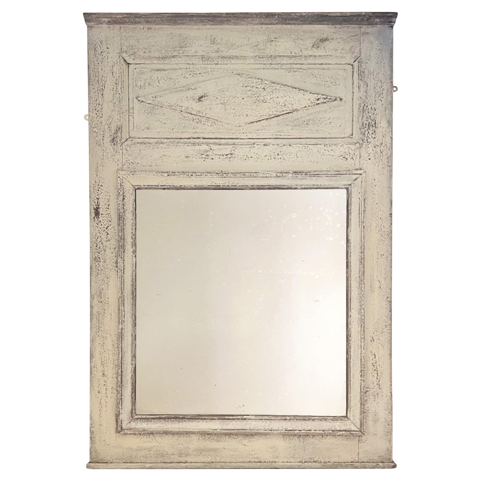 Specchio dipinto francese del XIX secolo con placca originale
