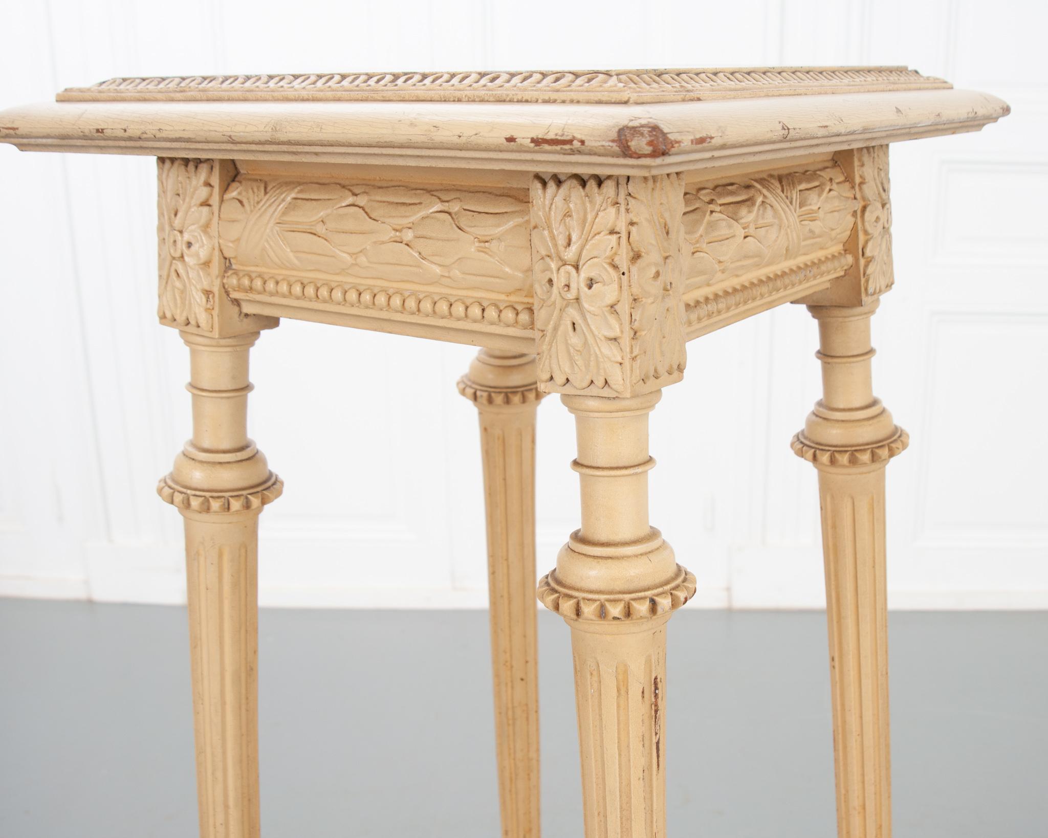 Marble French 19th Century Painted Pedestal Table For Sale